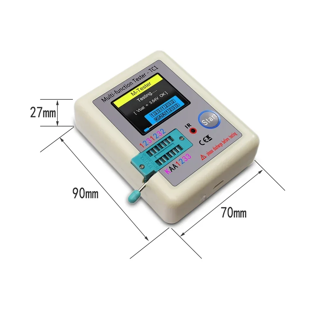 LCR-TC1 Transistor Resistance Capacitor Sensor Tester Color Screen English Graphic Display Two-triode Test ESR