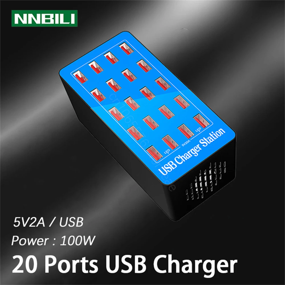 100W 10/20 Ports USB Charger For Android iPhone Adapter HUB Charging Station Socket Tablet Phone Charger For Xiaomi Huawei iP