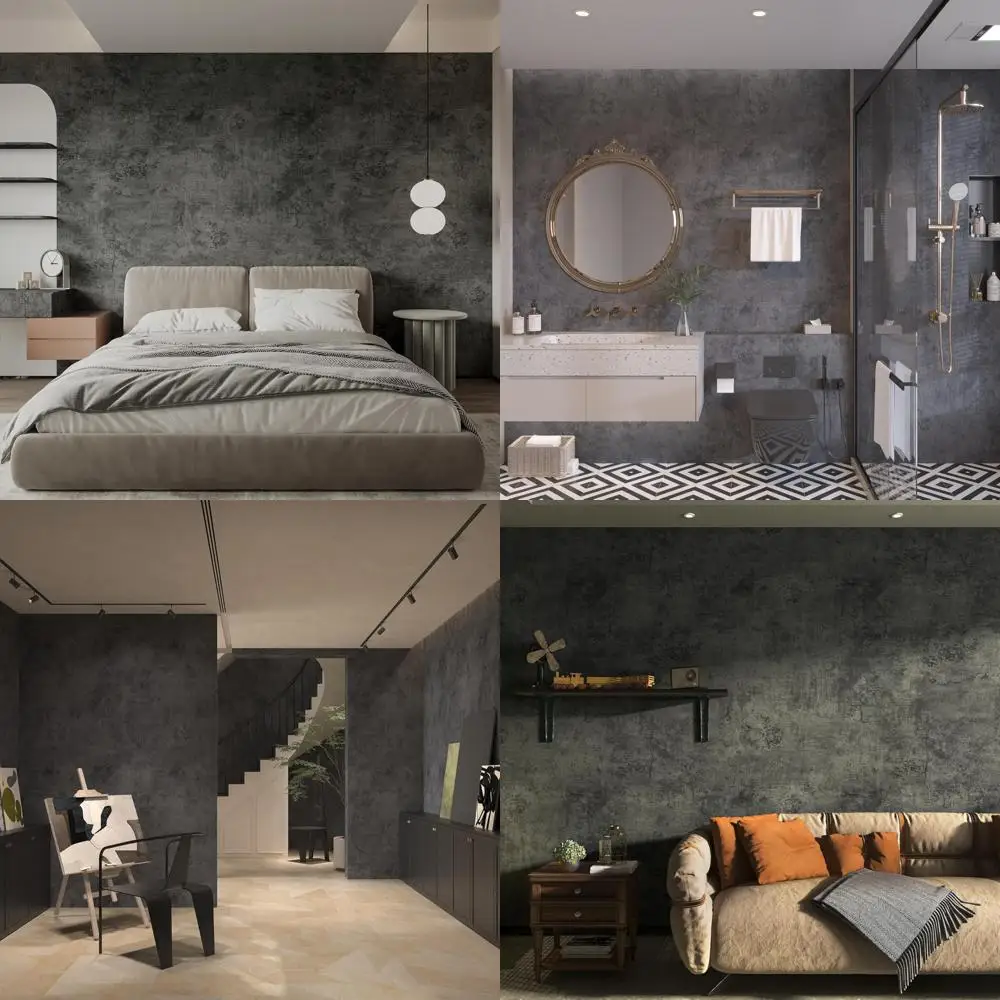 

Large Extra Wide Thick Dark Blue Grey Concrete Wallpaper Peel and Stick Industrial Light Blue Gray Textured Wall Covering