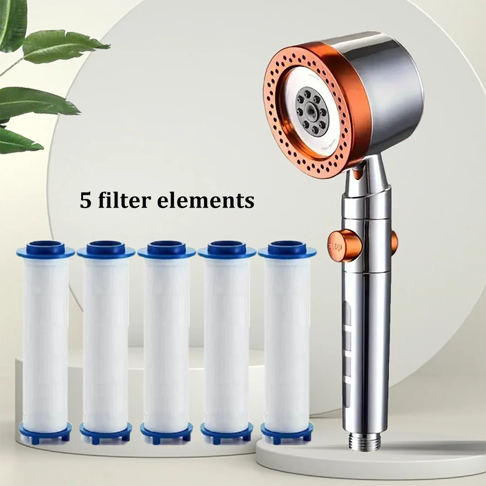 Nieuwe hogedruk waterbesparende filter douchekop 5-modi handdouche met één knop Stop badkameraccessoireset