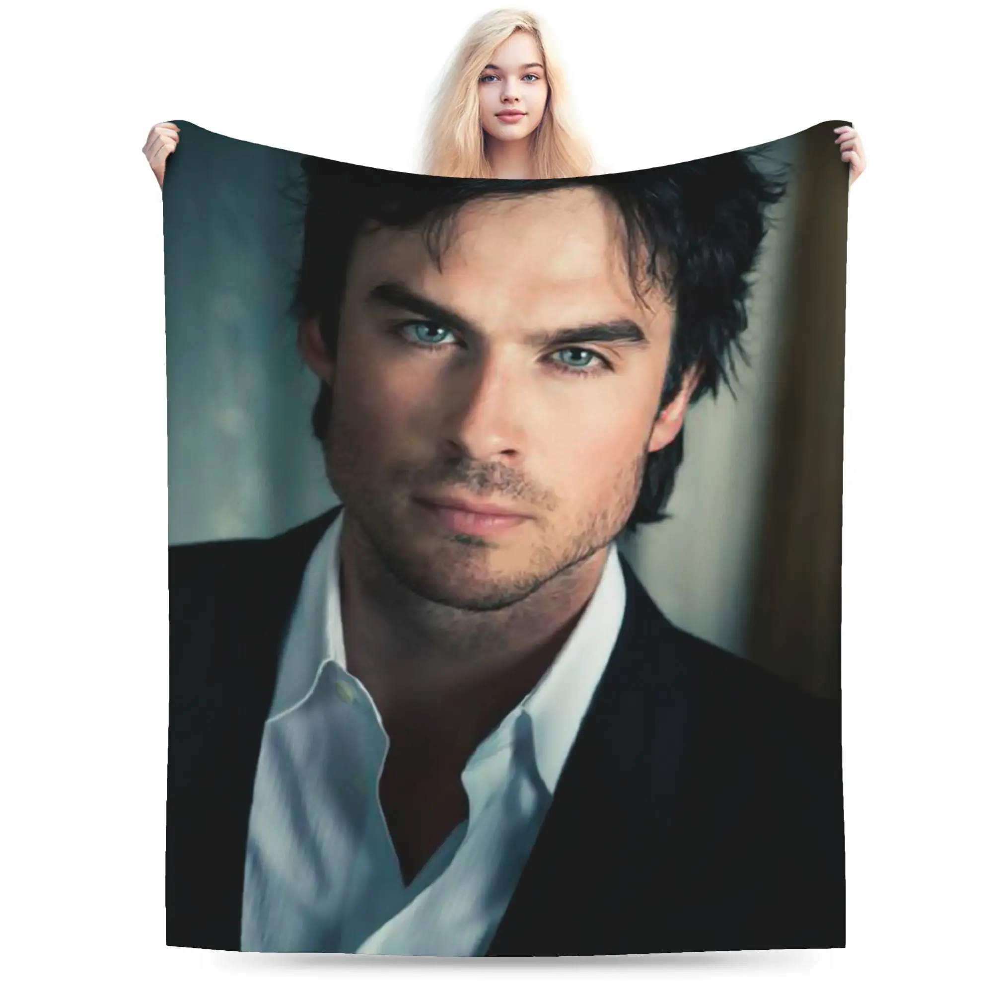 Ian Somerhalder Blanket Flannel Spring Autumn Damon Salvatore Paul Wesley Portable Ultra-Soft Throw Blankets Plush Thin Quilt