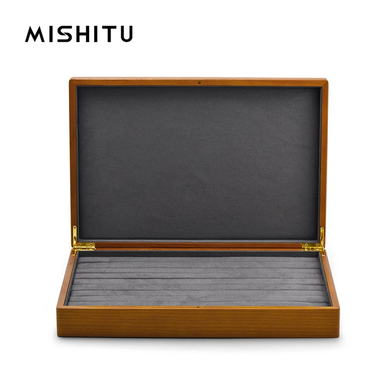 MISHITU 원목 보석 진열 상자, 마이크로 화이버 소재, 반지 목걸이 팔찌 보석 보관용, 신제품 