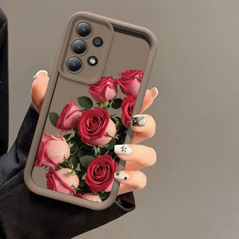 Red Rose Flowers Silicone Phone Case For Samsung Galaxy A23 A22 A21S A14 A13 A12 A11 A50 A30 A20S A10S A05 A04E A03S Soft Cover