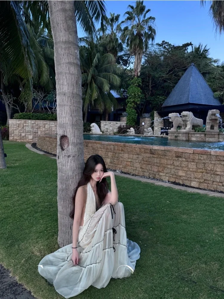 

Sexy Pure Desire Hanging Ne Bikini Tee Piece Set Long Skirt Swimming Suit Beach Vaion Women's Sport Yoga Fitn Fan G...