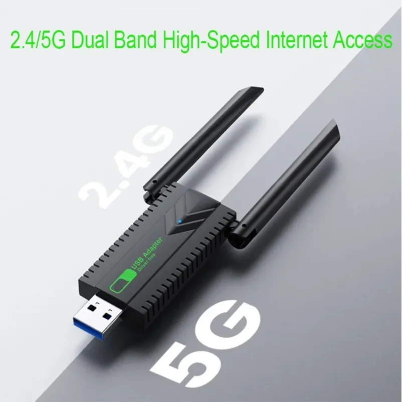デュアルバンド 2.4G+5Ghz 1300Mbps WiFi USB アダプター Wi-Fi ドングル レシーバー USB3.0 高速ワイヤレス ネットワーク カード ドライバー無料