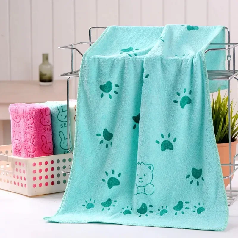 Soft Lovely Cartoon 35*75cm Pets Dog Cat Puppy Super Absorbent Towel Dry Hair Super Large