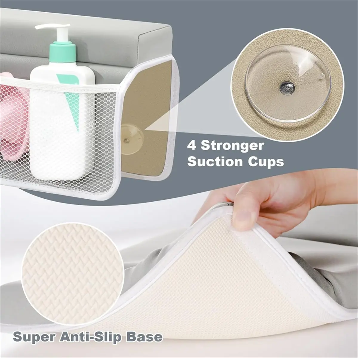 Bath Kneeler and Elbow Rest Pad Set , Baby Bath Kneeler Pads, Anti-Slip Cozy Knee & Arm Support Bathtub Mat Gray