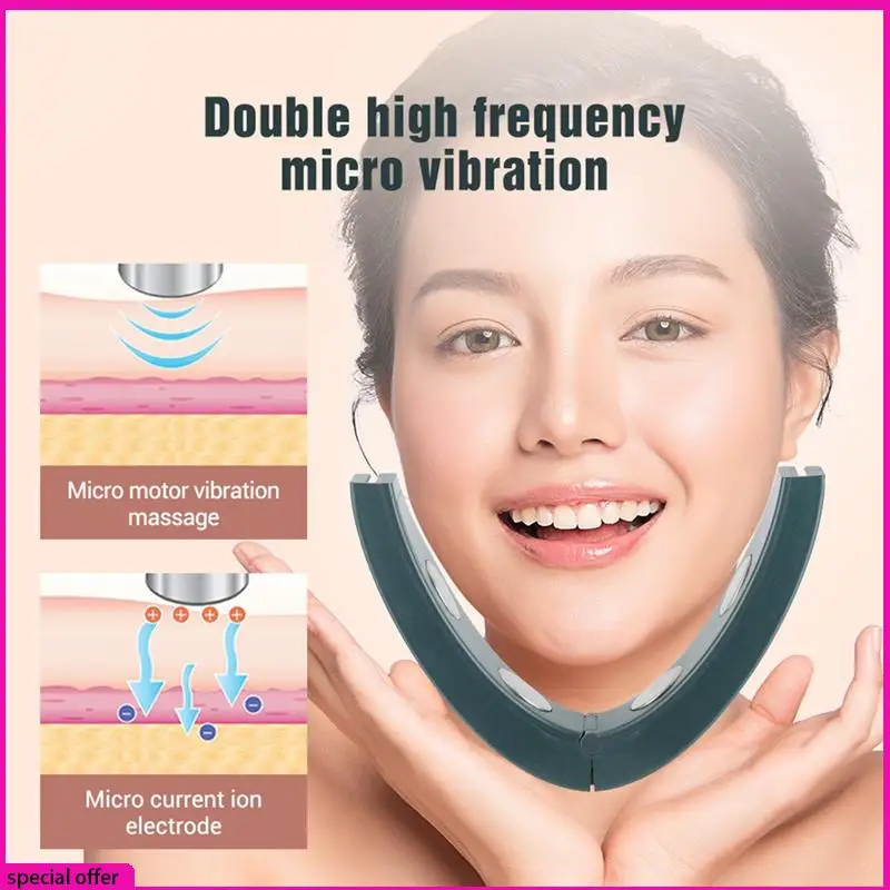 A65Z EMS V-Face dispositif de lifting du visage 6 modes chauffé rajeunissement de la peau Double menton Vibration masseur à distance sans fil vert Durable