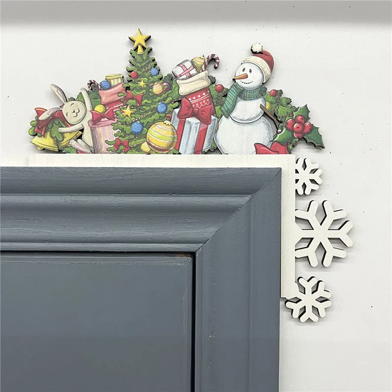 Funny Christmas Door Frame Decoratio Wood Santa and Elk Door frame Wooden Santa Elk Angel Ornament Xmas Holiday Decor for Window