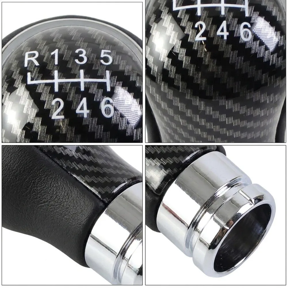 Auto Interior Accessory Carbon Fiber Gear Knob Ergonomic Grip Design Smooth Shifting Action For 6 Speed Manual Transmission