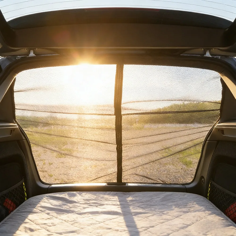 Ventilated Magnetic Car Trunk Mosquito Net Insect Proof Sunshade SUV Tailgate Mesh Screen Two-way Zipper Fine Mesh
