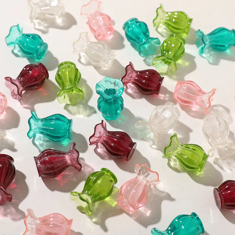 50PCS Korean Style Mini Three Dimensional Resin Color Vase Decoration Patch DIY Earrings Earrings Keychain Accessories Materials