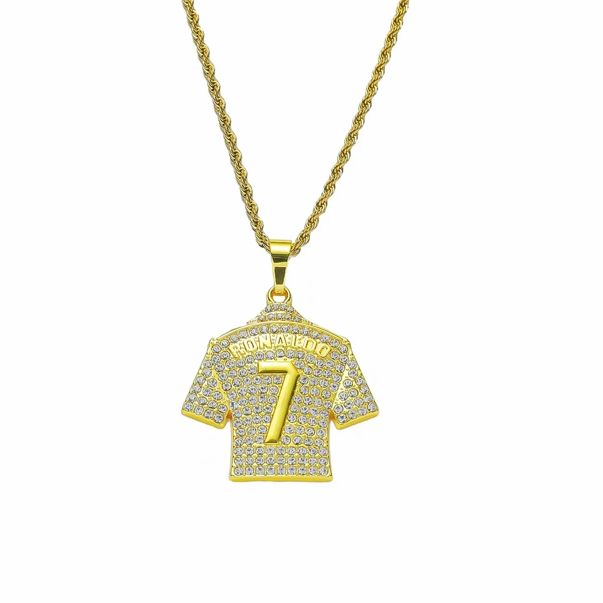 Personalized and trendy diamond studded No.7 jersey pendant, three-dimensional men's necklace