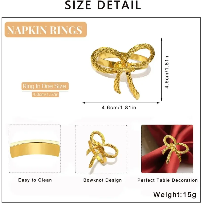 Gatherings Accessories Alloy Bow Tie Napkin Rings Elegant Table Decor For Wedding Banquet Dinner Parties Reusable Metal