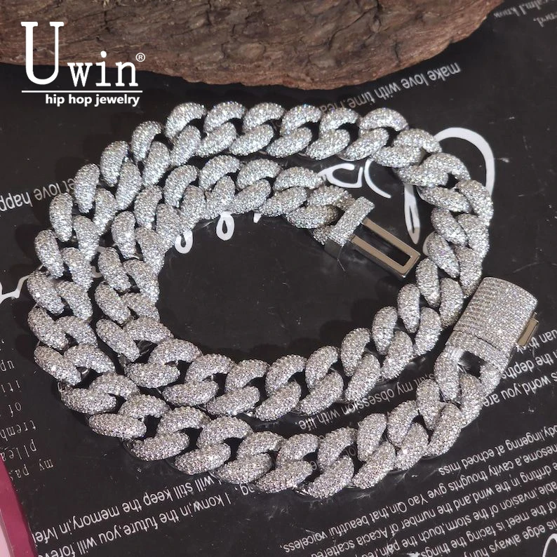 

Браслет и цепочка Uwin 14 мм в стиле кубинского плетения с микроинкрустацией из кубического циркония класса ААА для женщин, роскошные украшения в стиле хип-хоп.
