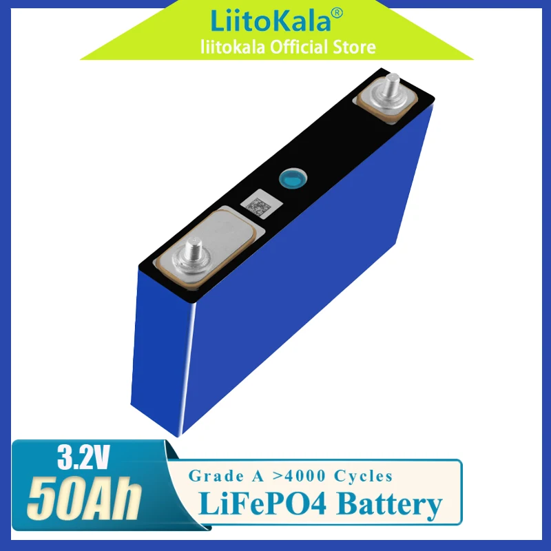 Authentic LiitoKala 3.2V 50ah lithium iron phosphate battery, single unit square aluminum shell battery