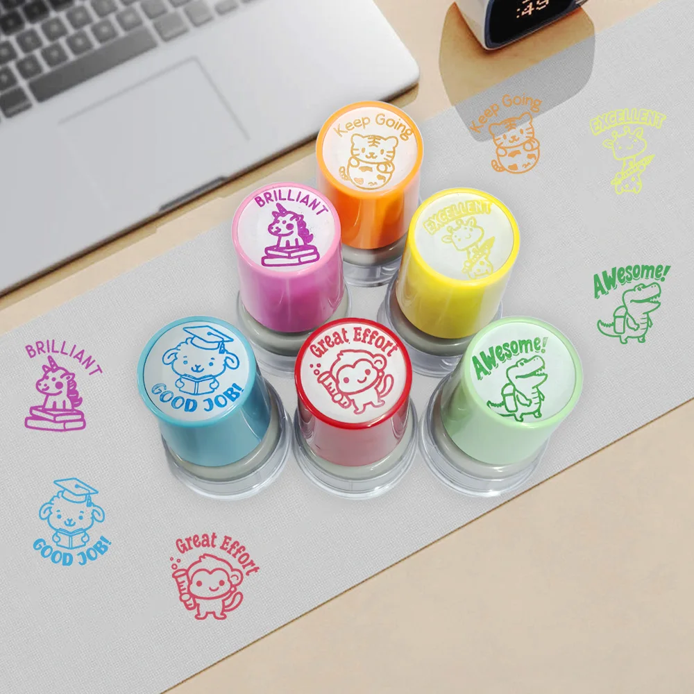 Encourage learning, praise and progress, punch in interesting animal pattern comment seal, great teaching seal