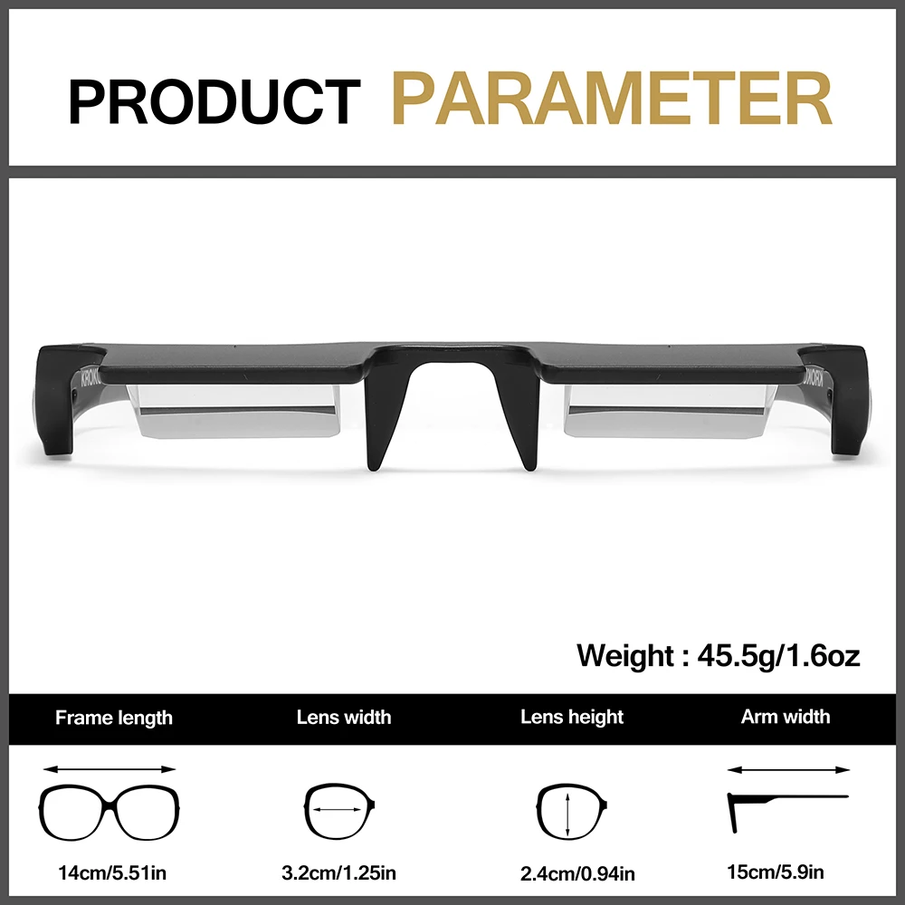 Lightweight Lazy Prism Reading Glasses Horizontal Lie View Eyewear Black Comfort Glasses For Relaxed Reading Indoor Leisure