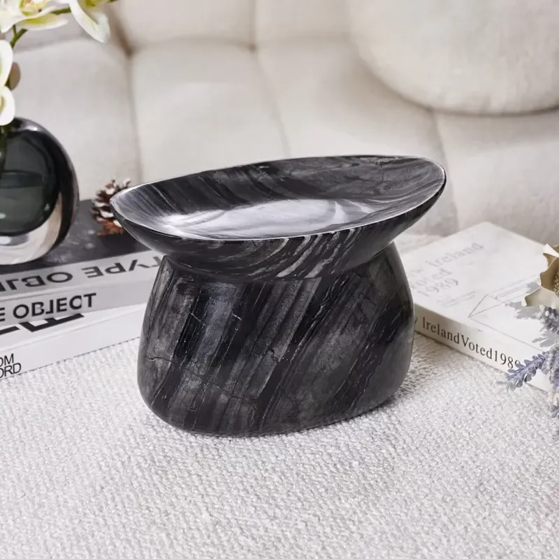 Black Marble Pattern Serving Tray Retro Style Home Decor Simple Hotel Inspiration Living Room Decoration Accessory for Table
