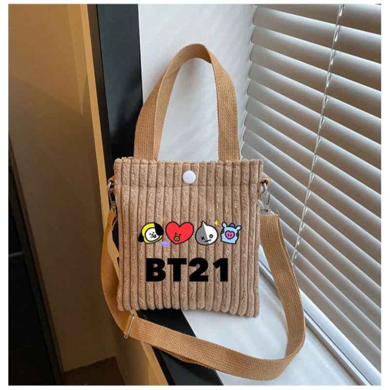 Kawaii Bt21 Plush Shoulder bag Anime Cartoon Cooky Shooky Chimmy Tata Portable Toiletry and Makeup Storage Crossbody Hand Bag