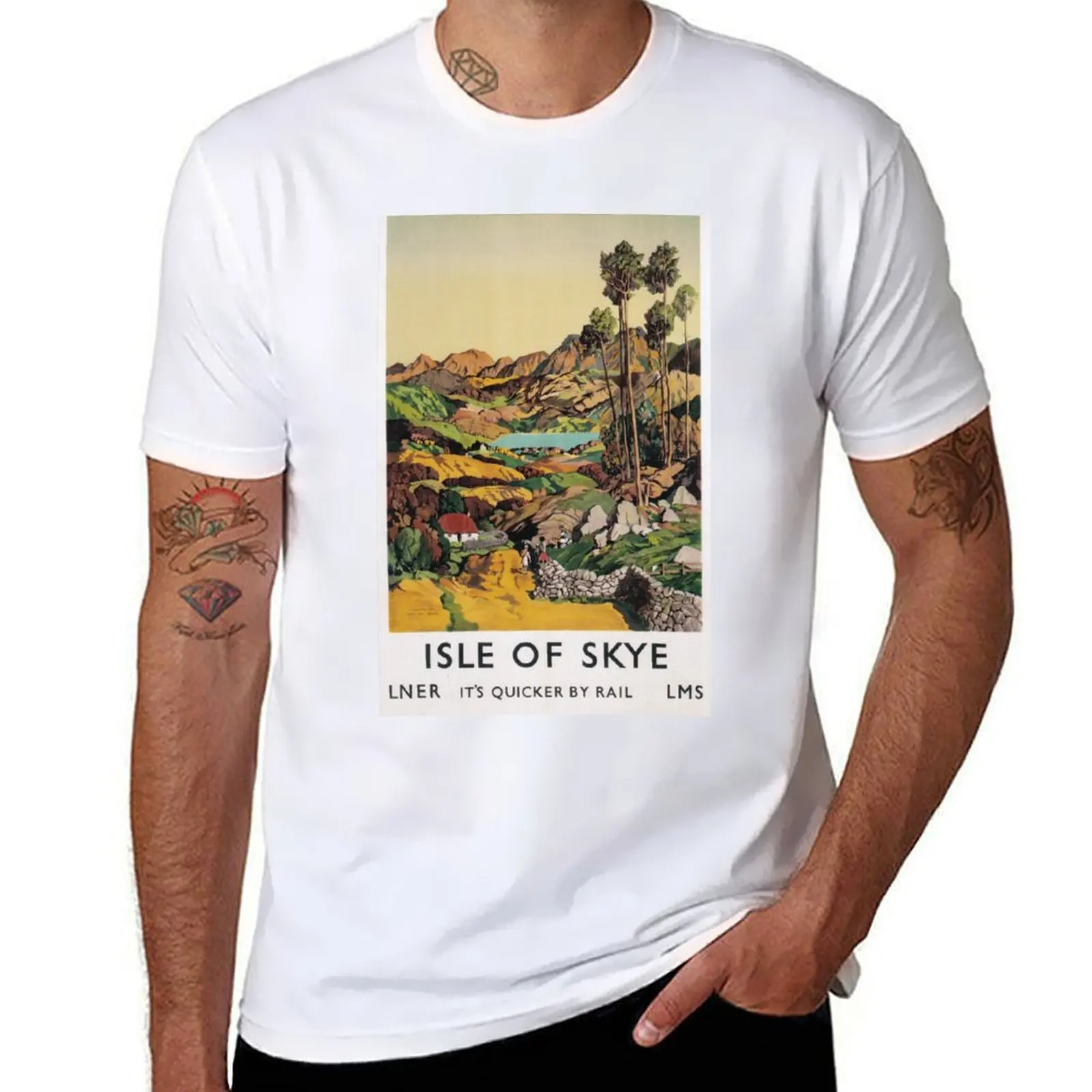 

Isle of Skye, Scotland - Vintage Railway Travel Poster - 1939 T-Shirt man t shirt designer T-Shirt