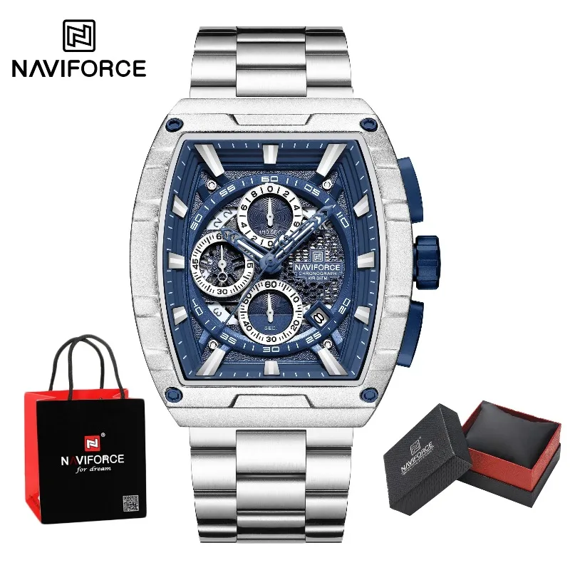 

Посылка подарки NAVIFORCE мужские часы спортивные автоматические мужские часы с датой роскошные водонепроницаемые кварцевые наручные часы из нержавеющей стали хронограф