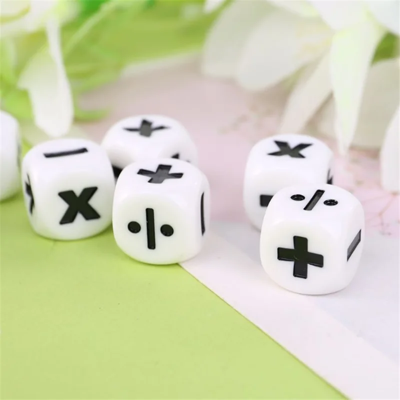 6Pcs/set 16mm D6 Addition and Subtraction Symbol Dice Operation Baby Teaching Assistant Props Multiplication and division Dices