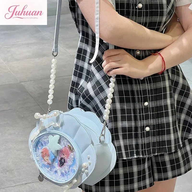 Прозрачные жемчужные сумки в форме ракушки в японском стиле в стиле Лолиты, женская повседневная женская сумка через плечо большой вместимости