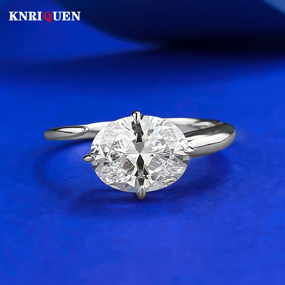 

Charms 100% 925 Solid Silver Oval 7*9mm Lab Diamond Open Ring for Women Wedding Engagement Ring Cocktail Party Fine Jewelry Gift