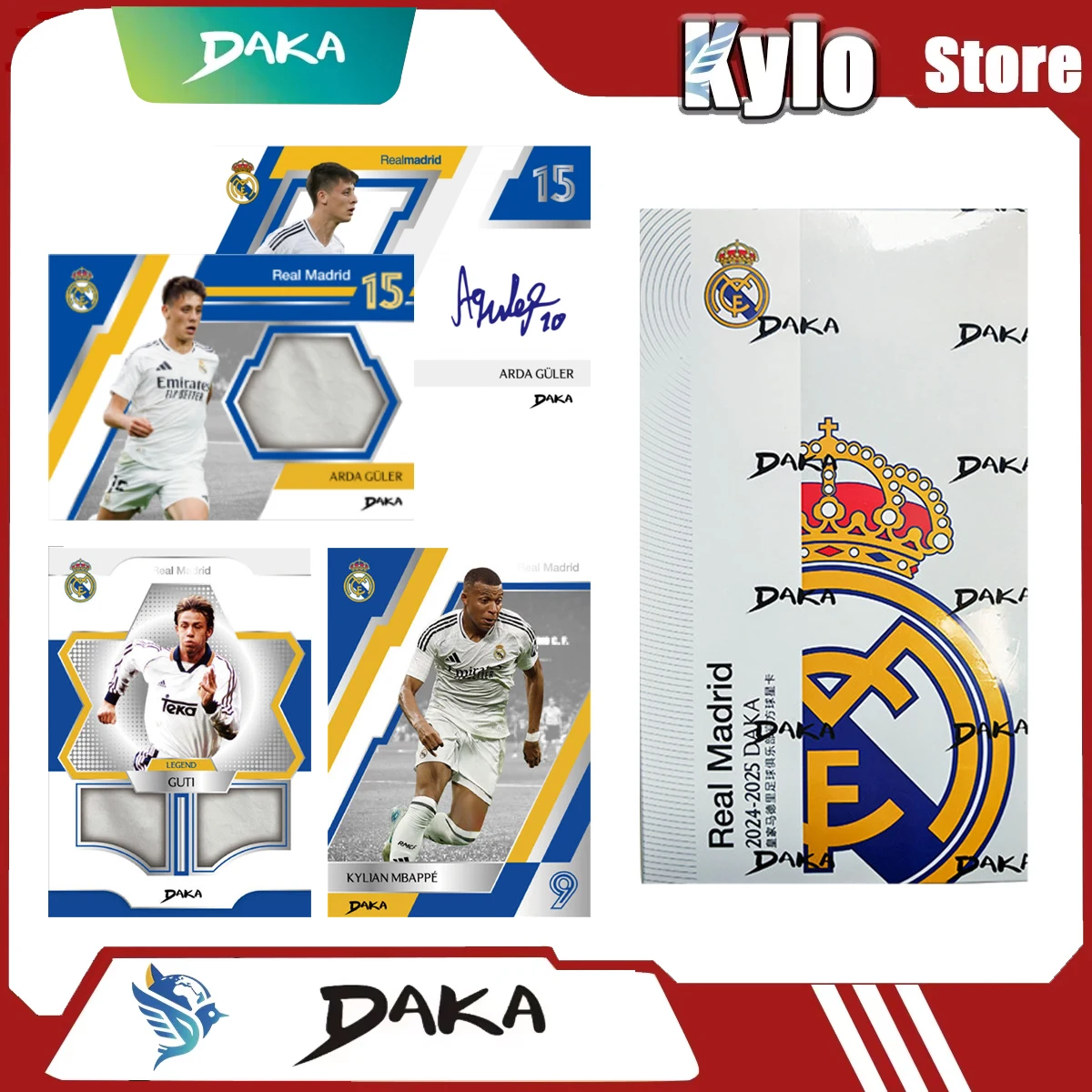 Caja de Colección de Tarjetas de Estrellas del Real Madrid DAKA 2025, Edición Limitada, Numeradas y Autografiadas, Imprescindibles para Fanáticos Coleccionistas