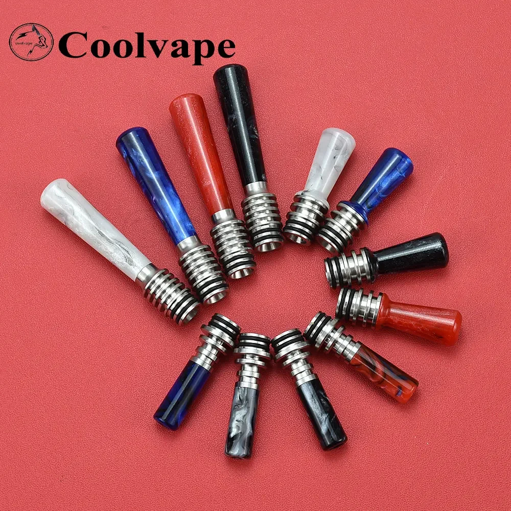 Wolfcoolvape 510 MTL بالتنقيط تلميح الراتنج وPEI طويل واسع تتحمل المعبرة مع قاعدة 316SS ل MTL RDA RTA RDTA Vape Atomizer