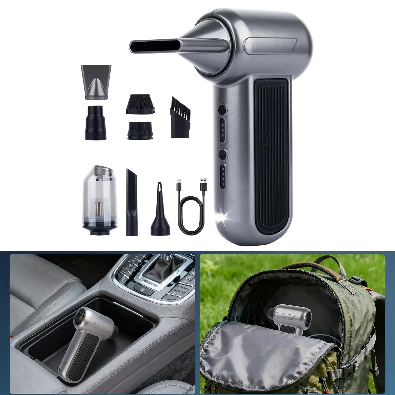 Mini Air Duster Blower 130000RPM Rechargeable Handheld Vacuum Cleaner Wireless Portable for Car Computer Sofa Cleaning