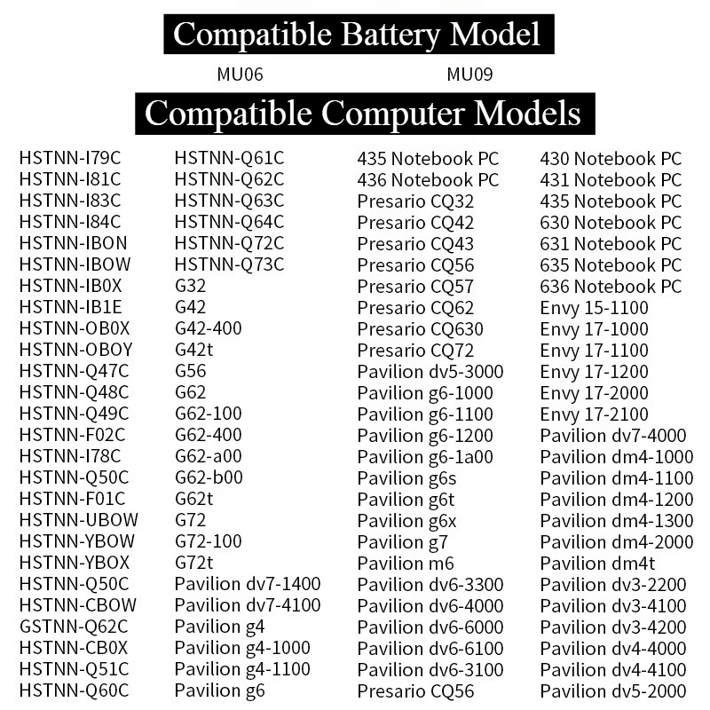 جديد استبدال بطارية الكمبيوتر المحمول MU06 10.8V 4400mAh ل بافيليون G4 G6 G7 DM4 ل Hp Presario CQ32 CQ42 CQ43 CQ56 CQ57 CQ62 CQ72