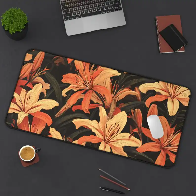 

Orange Lily Pattern Mouse Pad, Non-slip and Waterproof Mouse Pad, Office Gaming Desk Decorative Mat, Perfect Gift for Friends.