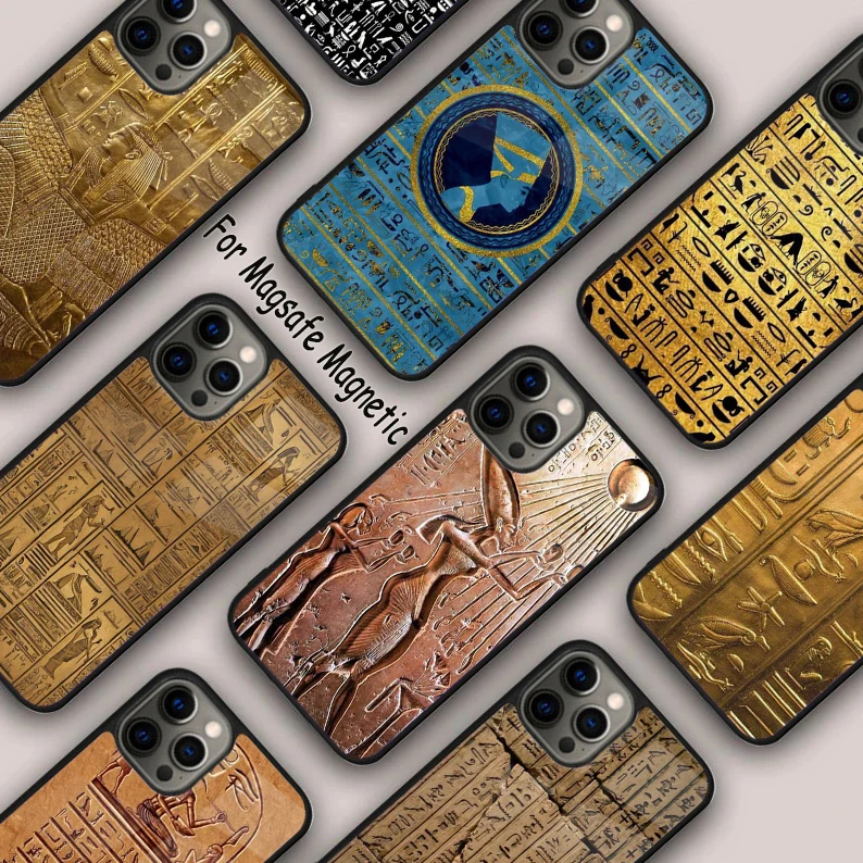 Egyptian Hieroglyphics Magnetic Phone Case For APPLE iPhone 16 14 13 12 11 Pro Max 15 Plus Wireless Charge With MagSafe Cover