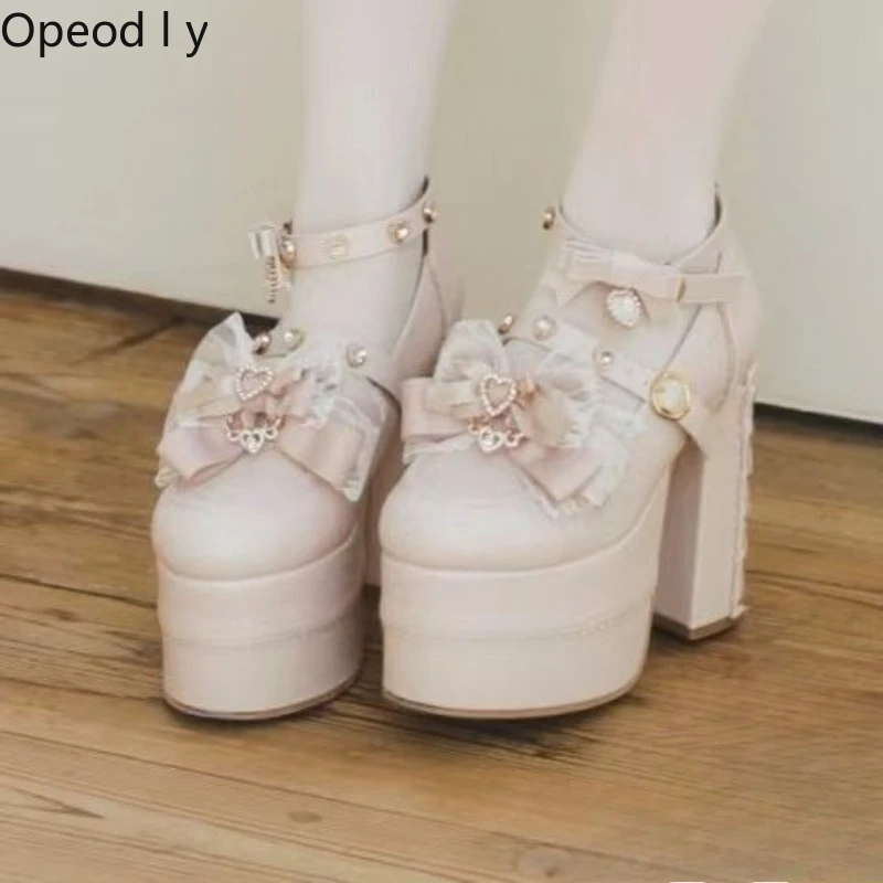

Liz Japanese Mass-produced Lolita Bow Strap High Heels 2026 New Cute Girl Sweet Temperament Princess High Heel Pumps Shoes