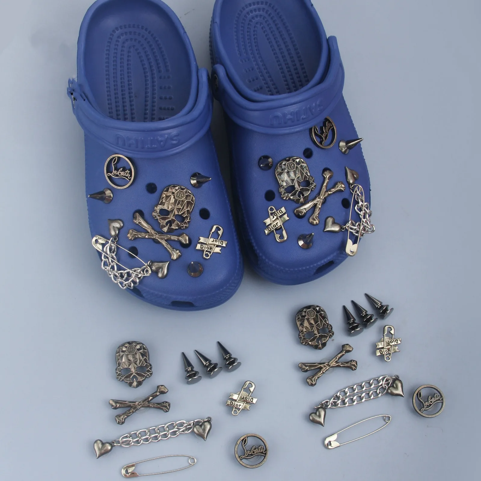 Schedel Merk Lot 14 Stuks Legering Schoen Bedels Voor Sandalen Schoen Decoraties Accessoires Pinnen Voor Sandalen Vrouw Mannen Geschenken Verstopping Gesp