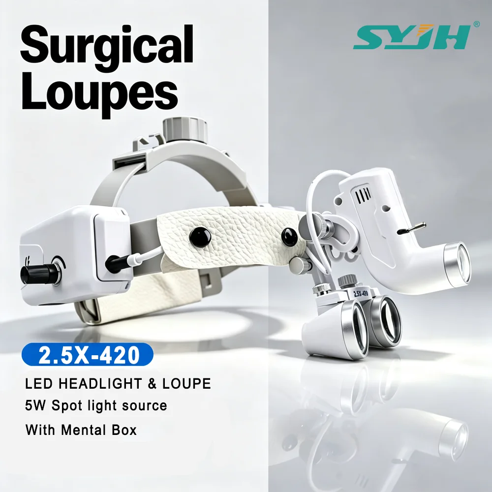 5W LED Dental Headlight for Binocular Loupes 2.5X 3.5X Adjustable Brightness Spot Surgical ENT Medical Optical with Metal Box