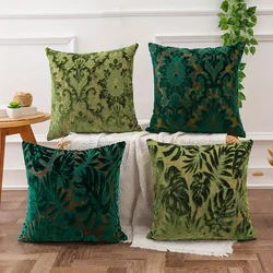 1pcs Chenille Green Leaf Jacaquard Tropical Plants Cushion Cover Throw Pillow Covers for Home Decoration (No Insert)
