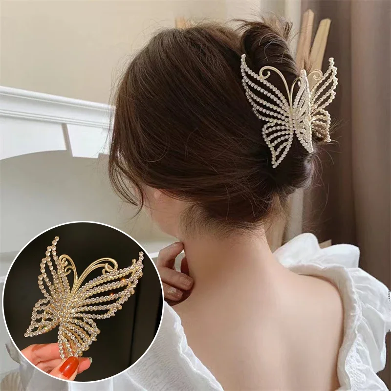 

Роскошные заколки для волос с жемчугом и кристаллами-бабочкой для женщин, 2022, элегантная заколка для девочек, геометрический краб, женские аксессуары для волос, подарок