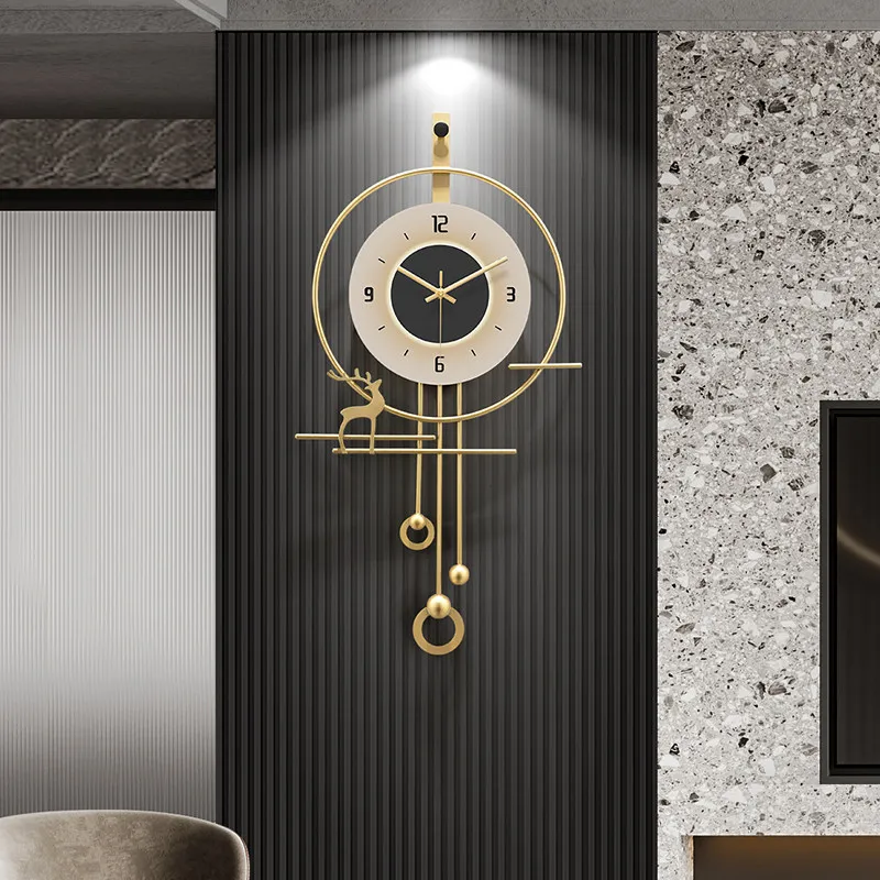 New Modern Clock With Light Luxury High-end Feel Hung Wall The Living Room With Grille Decoration Living Room Reloj Pared