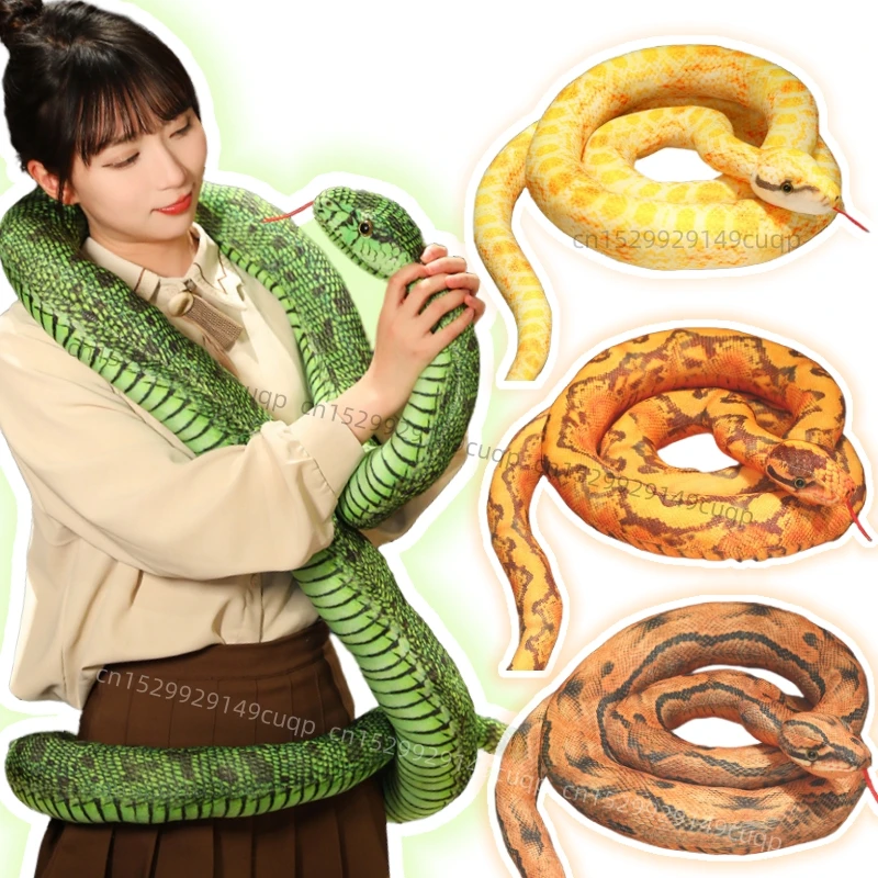 Artificial Python Plush Toy Long Snake Yellow Orange Green Python Plush Toy Decorate The House Holiday Decorations