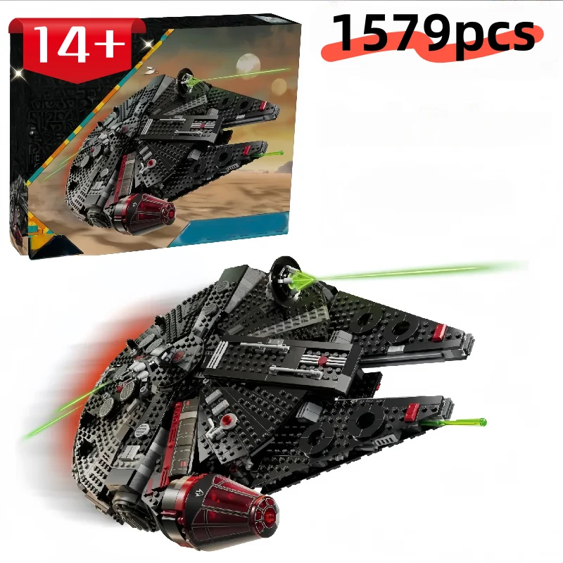 

75389 UCS Millennium Falcon Star Wars Building Kit 1579pcs, Dark Falcon Rebuilding Milky Way Collector Model, Spaceship Gift for