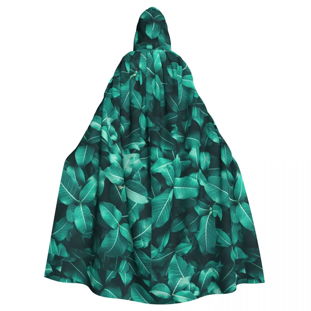 

Костюм унисекс в виде длинной ведьмы с капюшоном и синими листьями для косплея