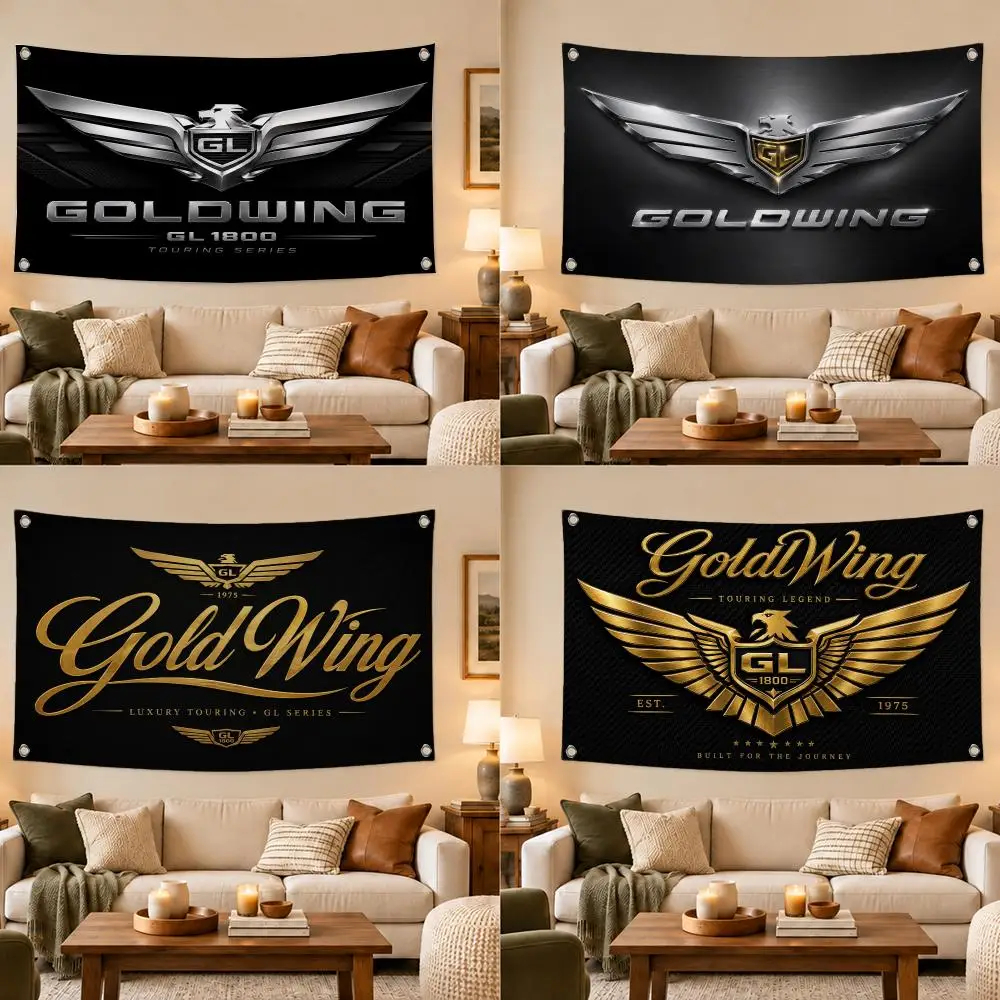 Motorcycle Gold Wing Flags Modern Fabric Banner Pennants Bedroom Garden Party Birthday Wall Ornament Decor