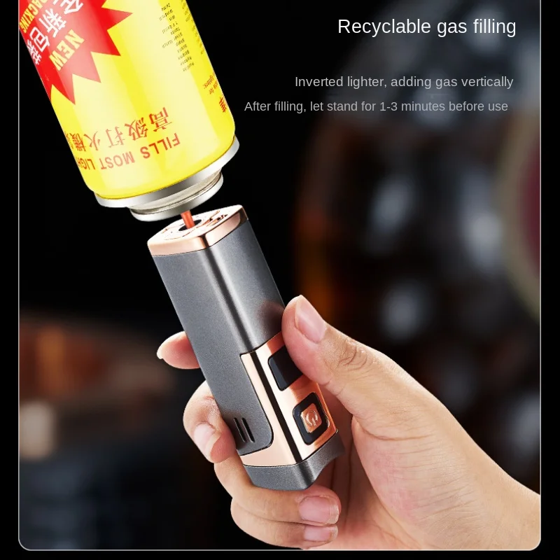 Three Direct Charging Power Display with Cigar Punch and Windproof Cigar Special Gas and Electric Integrated Portable Lighter