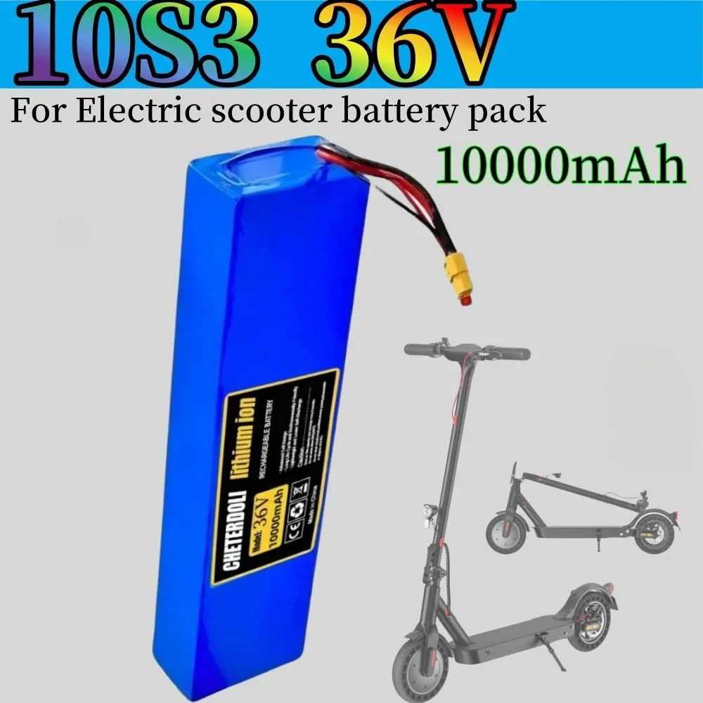 10S3P 18650 Lithium-Ion Battery Pack 36V 10000mAh, for AOVO AOVOPRO M365PRO Kugoo S1 Jintech Electric Scooter Lithium Battery.