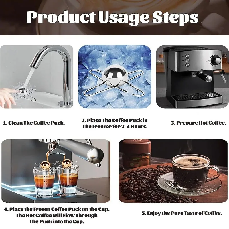 

Шарик из нержавеющей стали, шарик для замороженного кофе, многоразовый охлаждающий инструмент для эспрессо, ледяные сферы, шарики для охлаждения