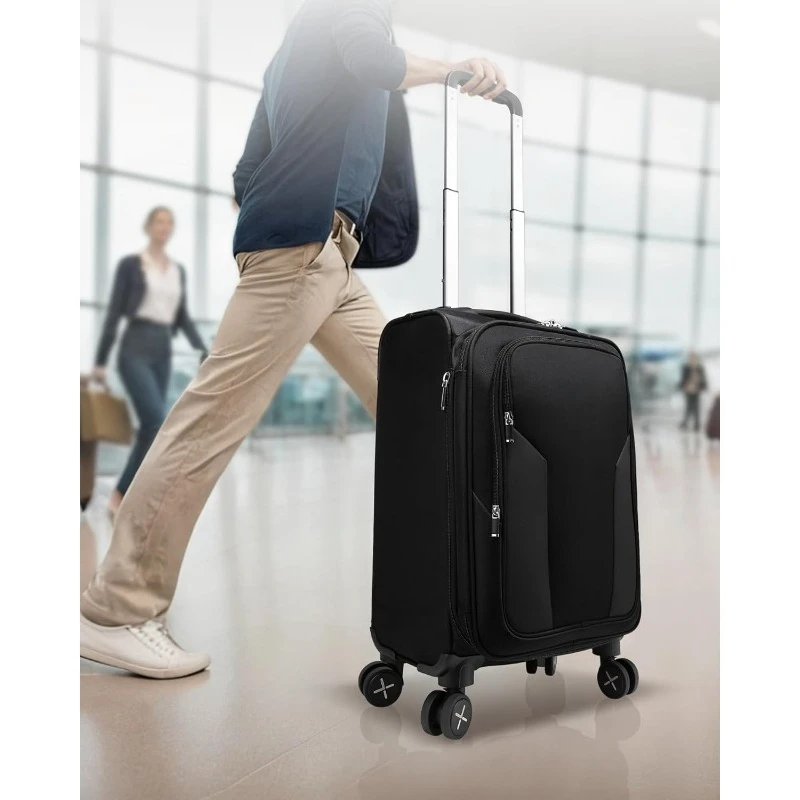 Чемоданы для ручной клади с вращающимися колесами, 20-дюймовый мягкий расширяемый чемодан на колесиках для путешествий, бизнеса