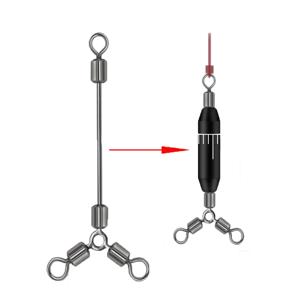 10 قطعة 3-Way قطب الفولاذ المقاوم للصدأ الصيد موصل المتداول تحمل طويل الساق O-شكل ثلاثة طريقة يدور معالجة الملحقات أداة #4